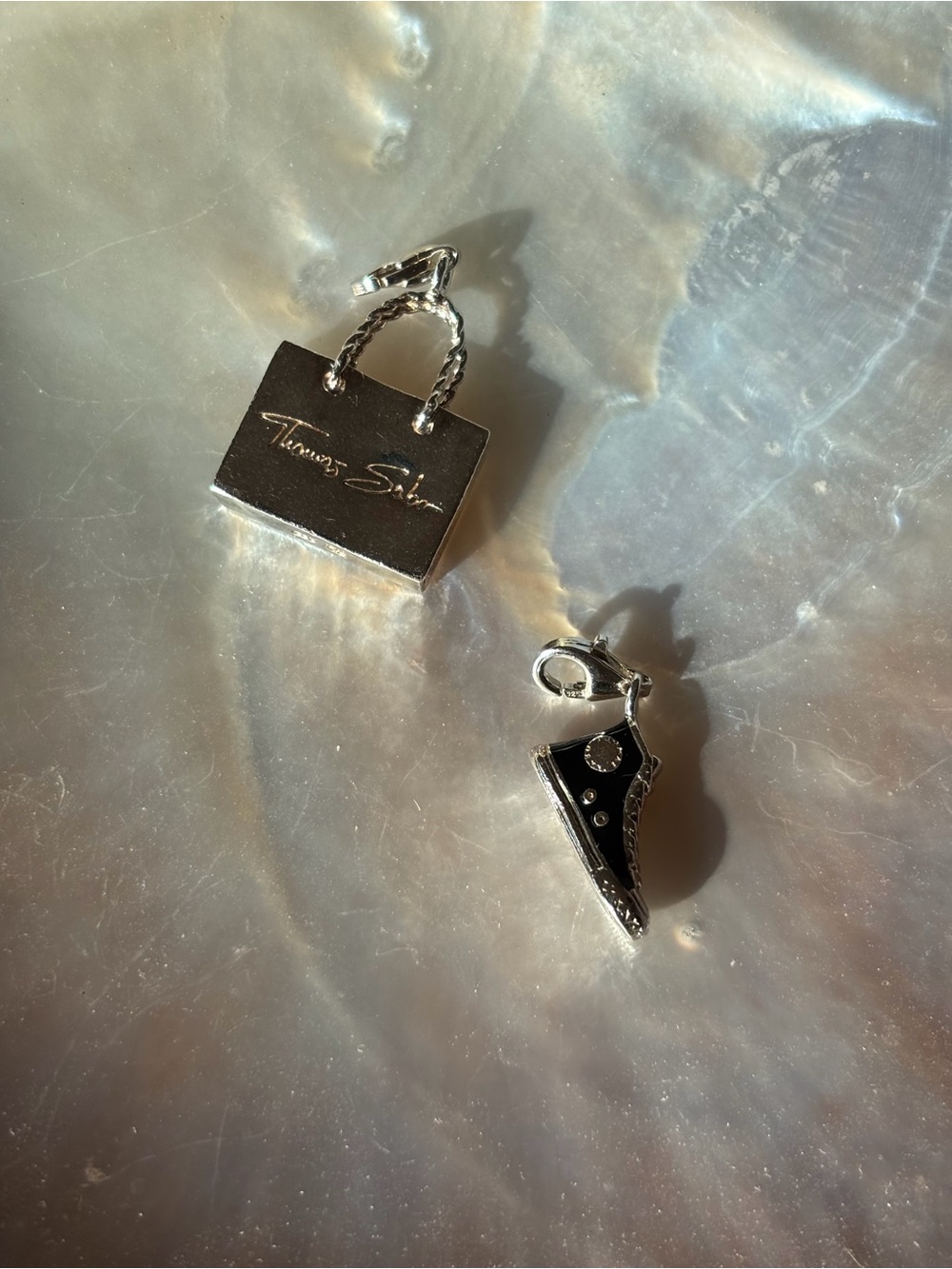 Thomas Sabo Black Shopper Bag and Sneaker Charms with Silver Details